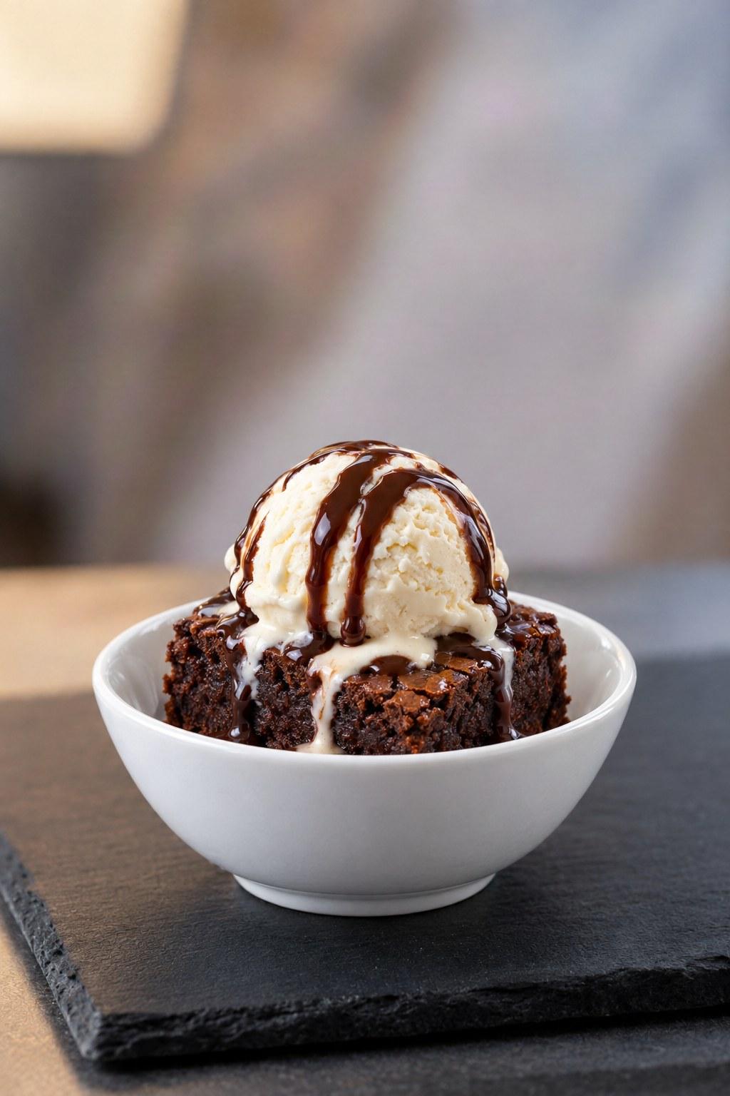 Hot Brownie with Ice Cream